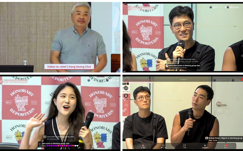 (Top right) Photographer 'Song Eun-Suk'/ (Top left) Editor-in-chief Kang Seong-Chul /(Bottom left) Former manager ‘Enny Kim' /( Bottom right) Professor 'Aiden Hwang’ - Credits to Honorary Reporter Imane Bouhnika 