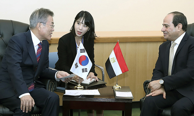 President Moon holds summit with Egypt, Chile