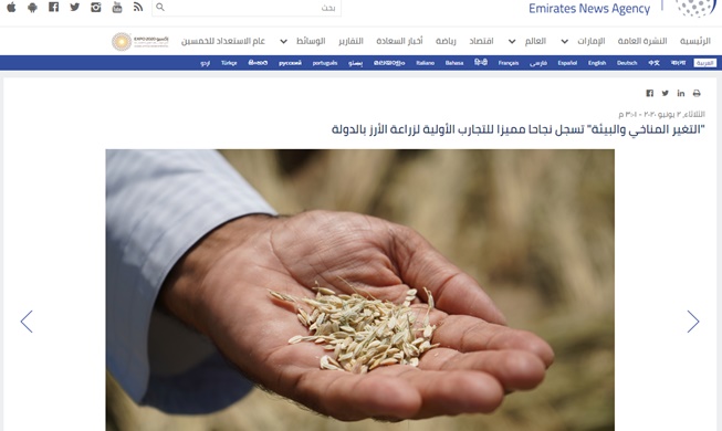 UAE commends cultivation of Korean rice in desert area