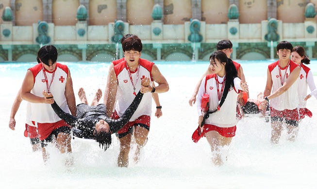 Lifeguard training at a waterpark