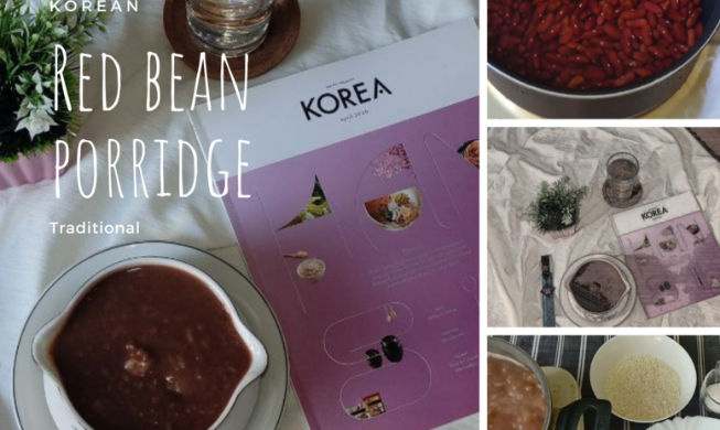 Making Korean red bean porridge in Egypt